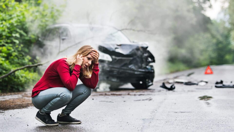Driver on the phone after a Car Accident